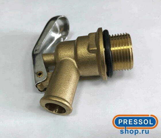 Сливной бочковой кран, G 3/4'' нар. латунь, вентиль на бочку, Pressol 13090 (пр-во Германия)