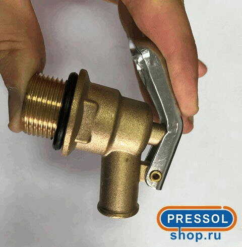 Сливной бочковой кран, G 3/4'' нар. латунь, вентиль на бочку, Pressol 13090 (пр-во Германия)