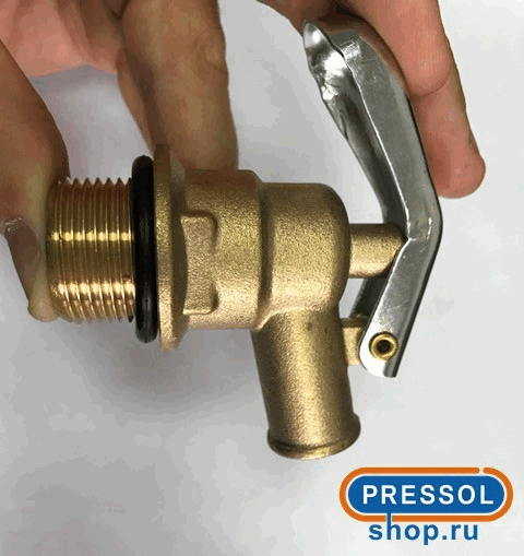 Сливной бочковой кран, G 3/4'' нар. латунь, вентиль на бочку, Pressol 13090 (пр-во Германия)