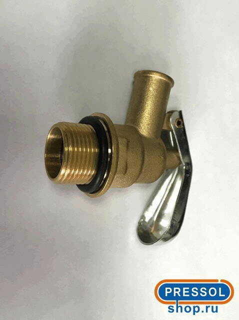 Сливной бочковой кран, G 3/4'' нар. латунь, вентиль на бочку, Pressol 13090 (пр-во Германия)
